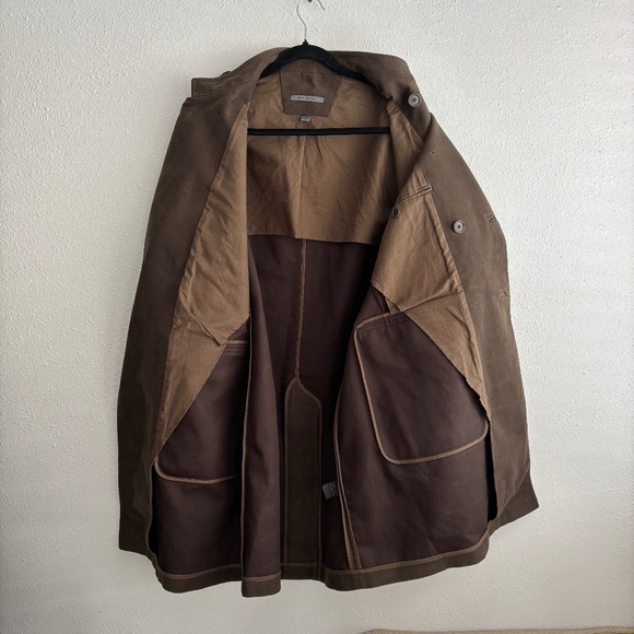 John Varvatos Olive Green 100% Cotton Double Breasted Military Long Coat - IT50 - Picture 6 of 11